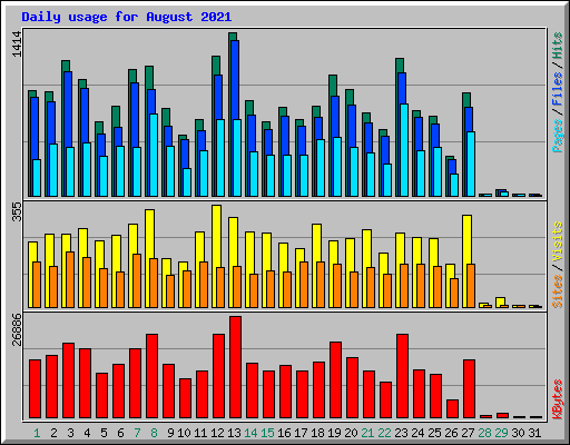 Daily usage for August 2021