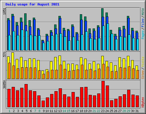 Daily usage for August 2021