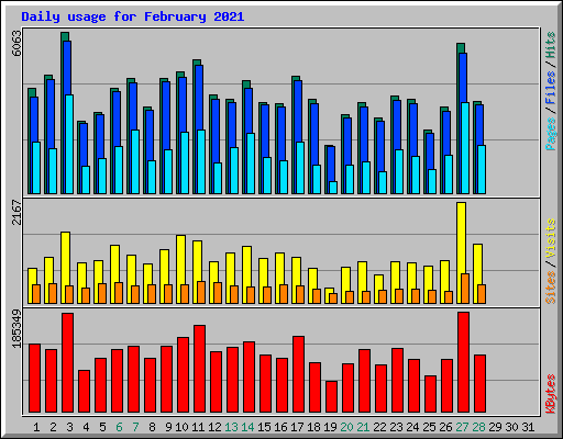 Daily usage for February 2021