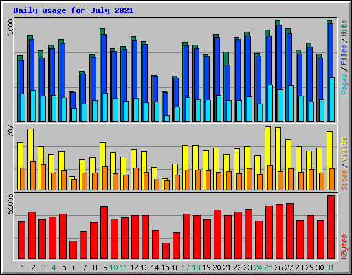 Daily usage for July 2021