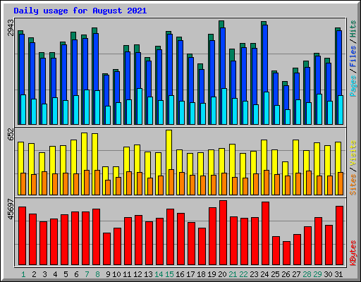 Daily usage for August 2021