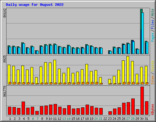 Daily usage for August 2022