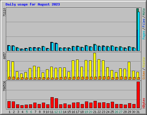 Daily usage for August 2023