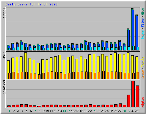 Daily usage for March 2020