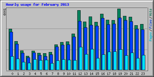 Hourly usage for February 2013