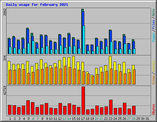 Daily usage for February 2021