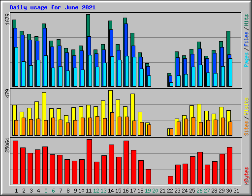 Daily usage for June 2021