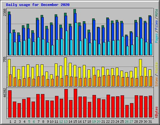 Daily usage for December 2020