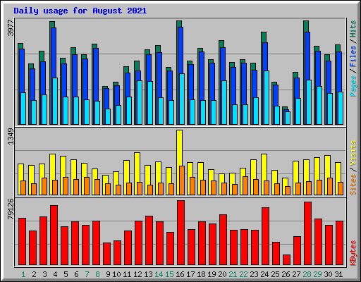Daily usage for August 2021