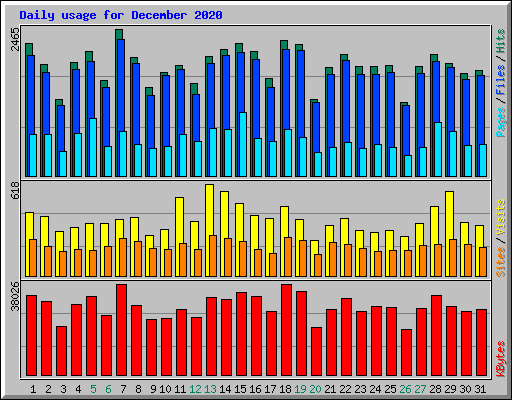 Daily usage for December 2020