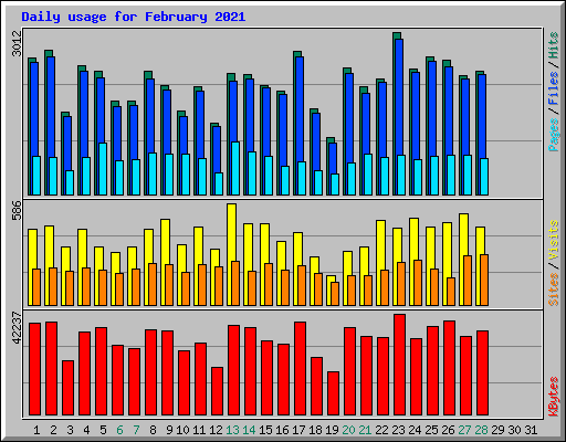 Daily usage for February 2021
