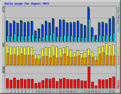 Daily usage for August 2021