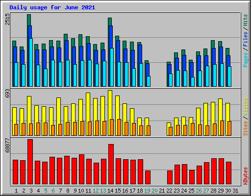 Daily usage for June 2021