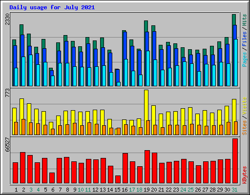 Daily usage for July 2021