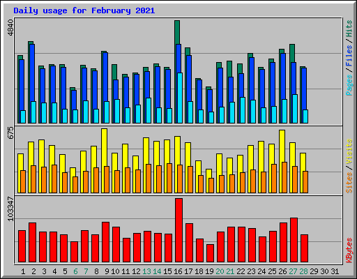 Daily usage for February 2021