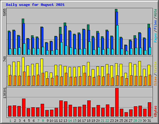 Daily usage for August 2021
